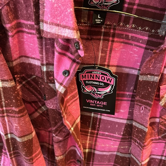 Pink flannel button up - Picture 3 of 4